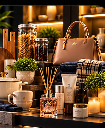 Mixed marketplace products including kitchen, home, beauty and fashion items